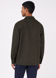 Men's Wool Twin Pocket Jacket in Dark Moss Melange
