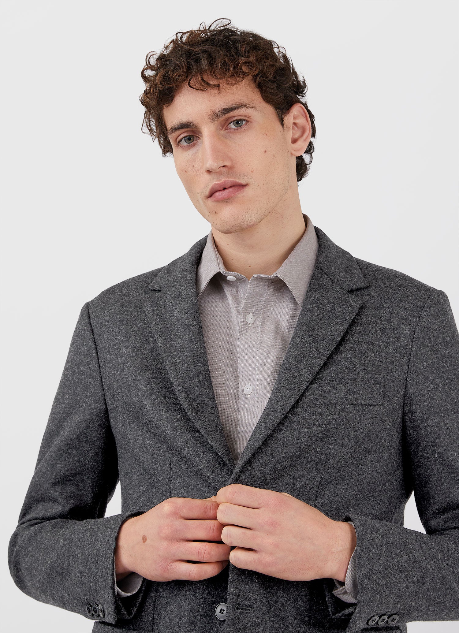 Men s Wool Blazer in Charcoal Melange Sunspel