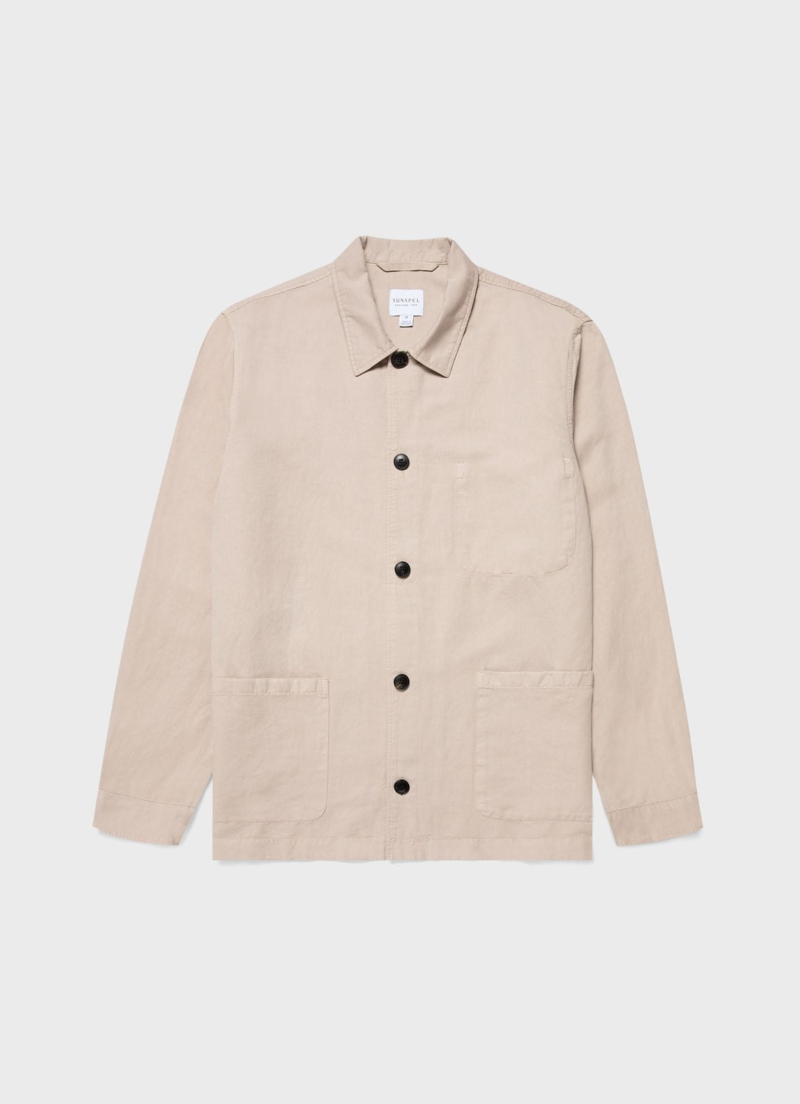 Men's Cotton Linen Twin Pocket Jacket in Light Sand