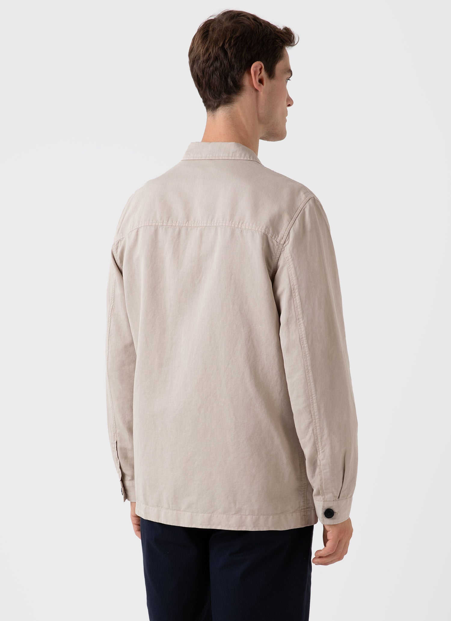 Men's Cotton Linen Twin Pocket Jacket in Light Sand