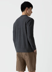 Men's Knitted Jacket in Charcoal Mouline