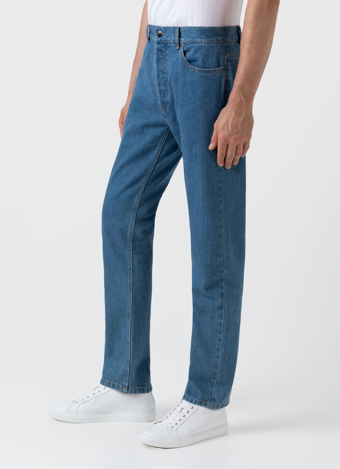 Men's Regular Fit Jeans in Mid Wash Denim
