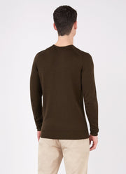 Men's Extra-Fine Merino Crew Neck in Dark Moss