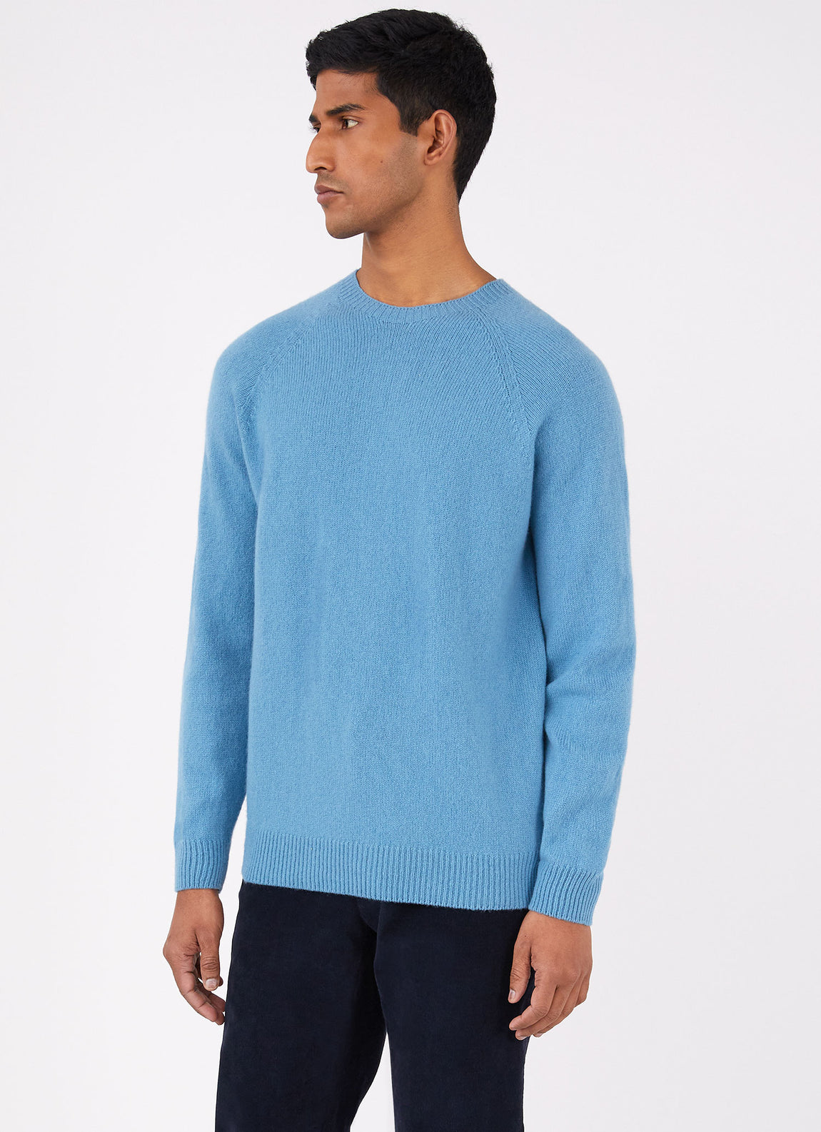 Men's Lambswool Crew Neck Jumper in Storm Blue