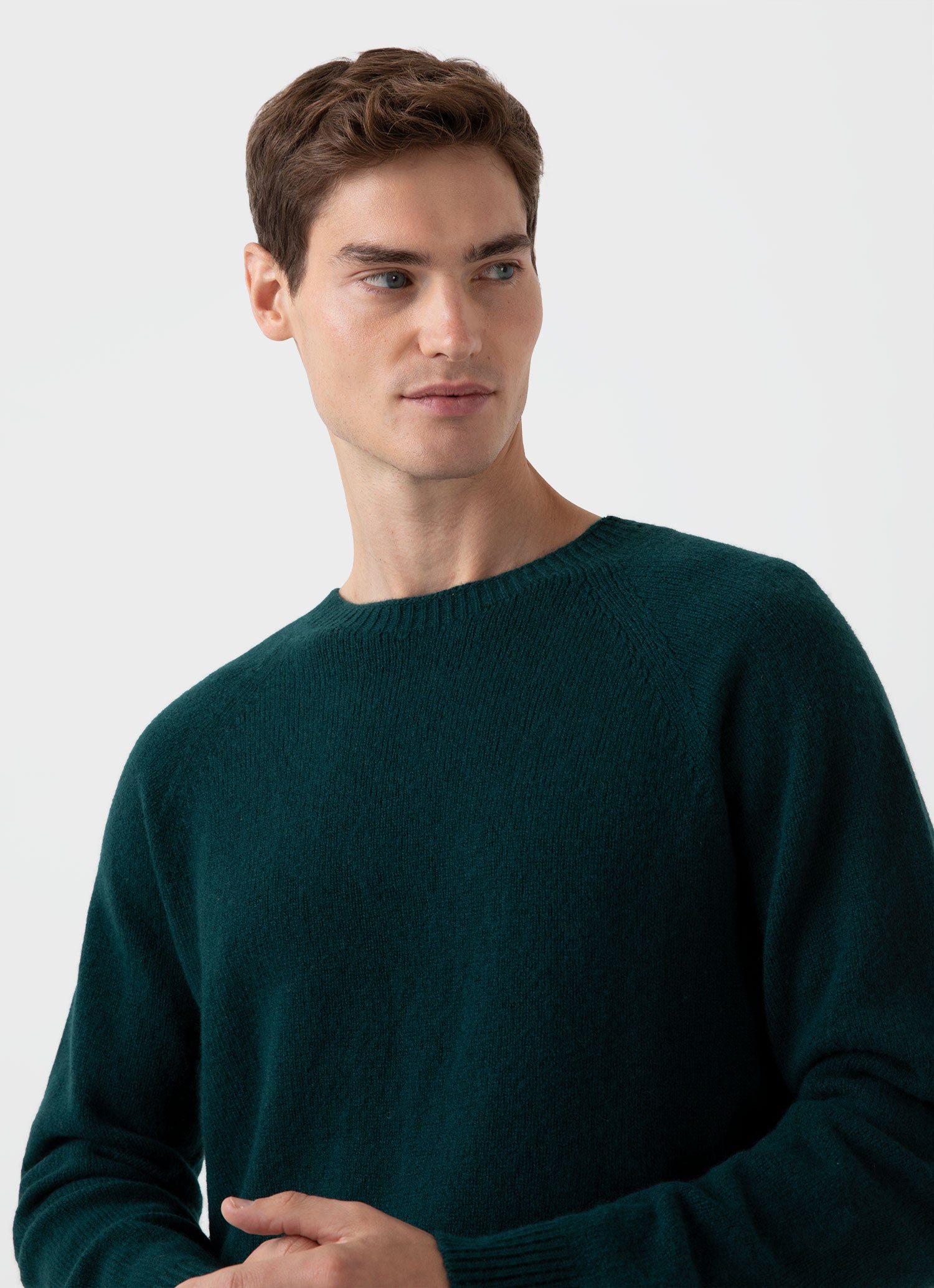 Men's Lambswool Crew Neck Jumper in Dark Green