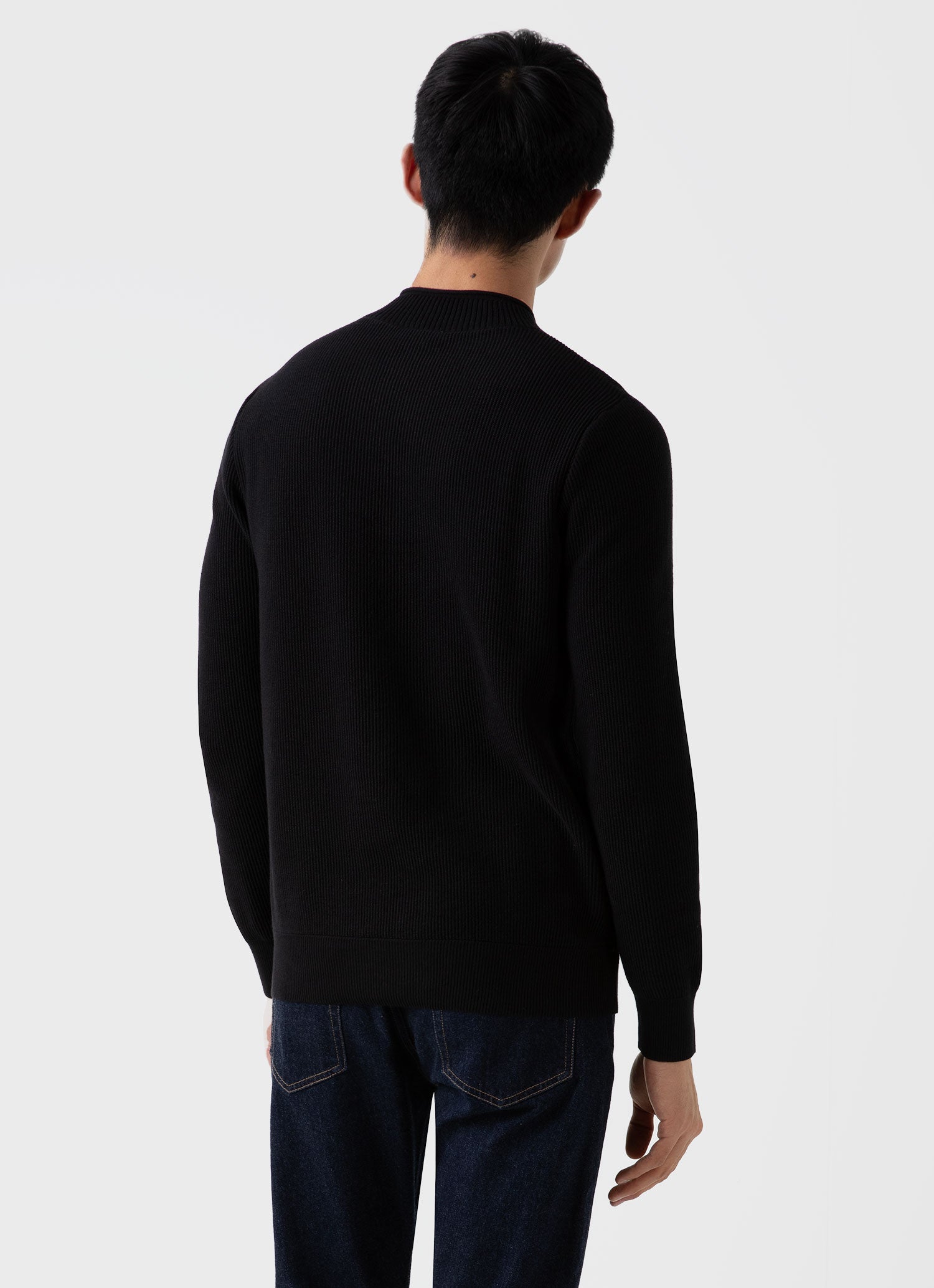 Men's Textured Guernsey Jumper in Black