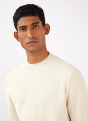 Men's Textured Guernsey Jumper in Ecru