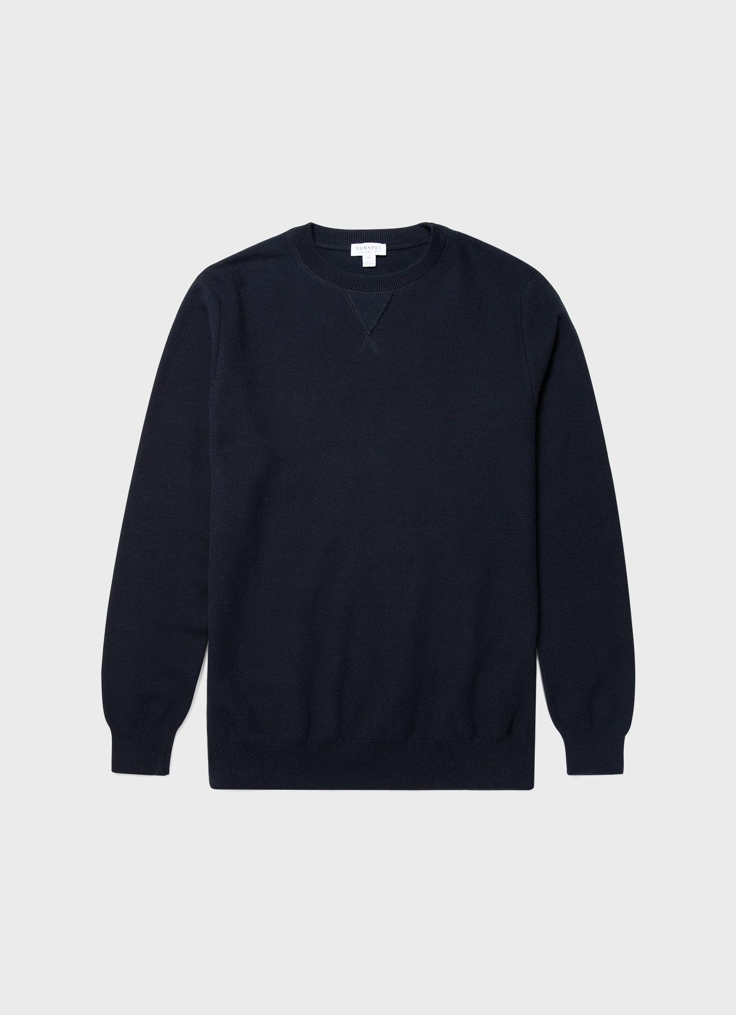 Men's Fine Texture Crew Neck in Navy