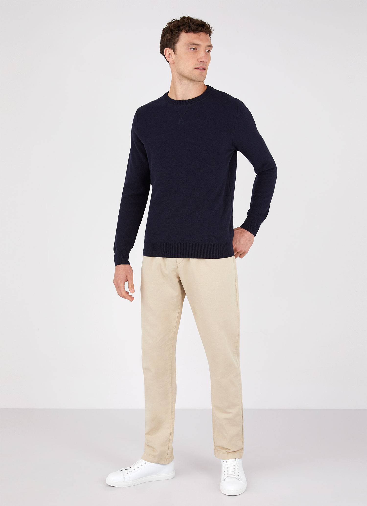Men's Fine Texture Crew Neck in Navy