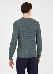 Men's Merino Cable Jumper in Dove Grey