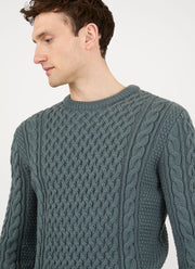 Men's Merino Cable Jumper in Dove Grey