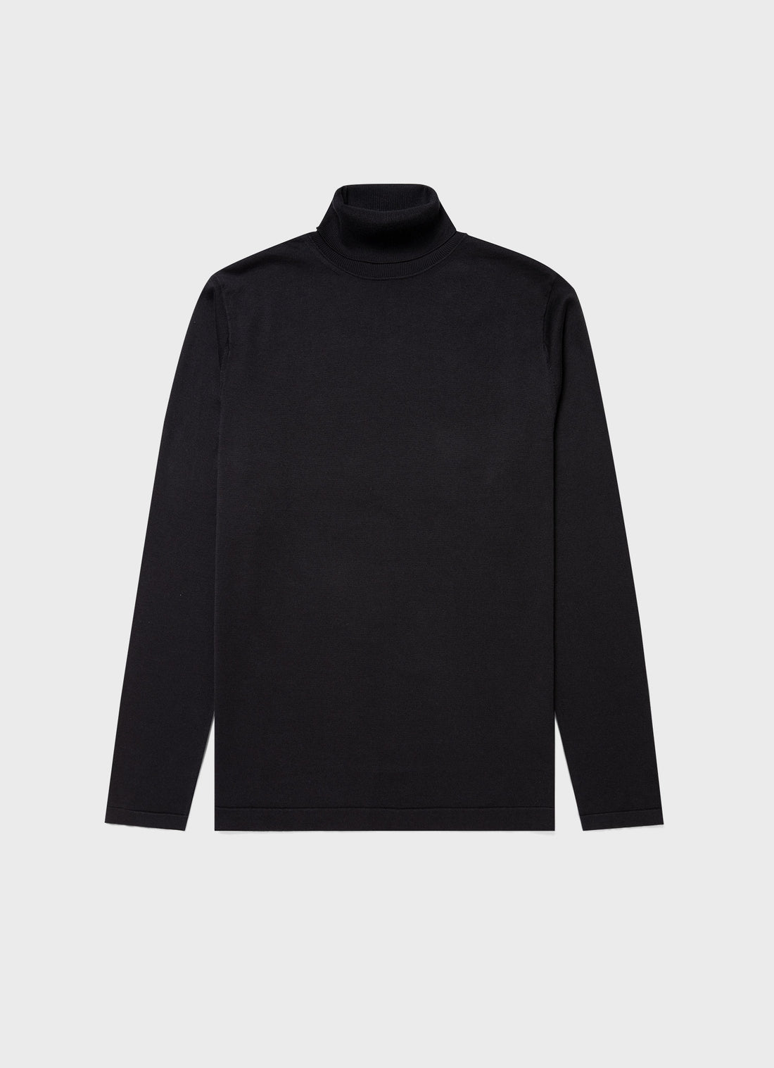 Men's Sea Island Cotton Roll Neck Sweater in Black