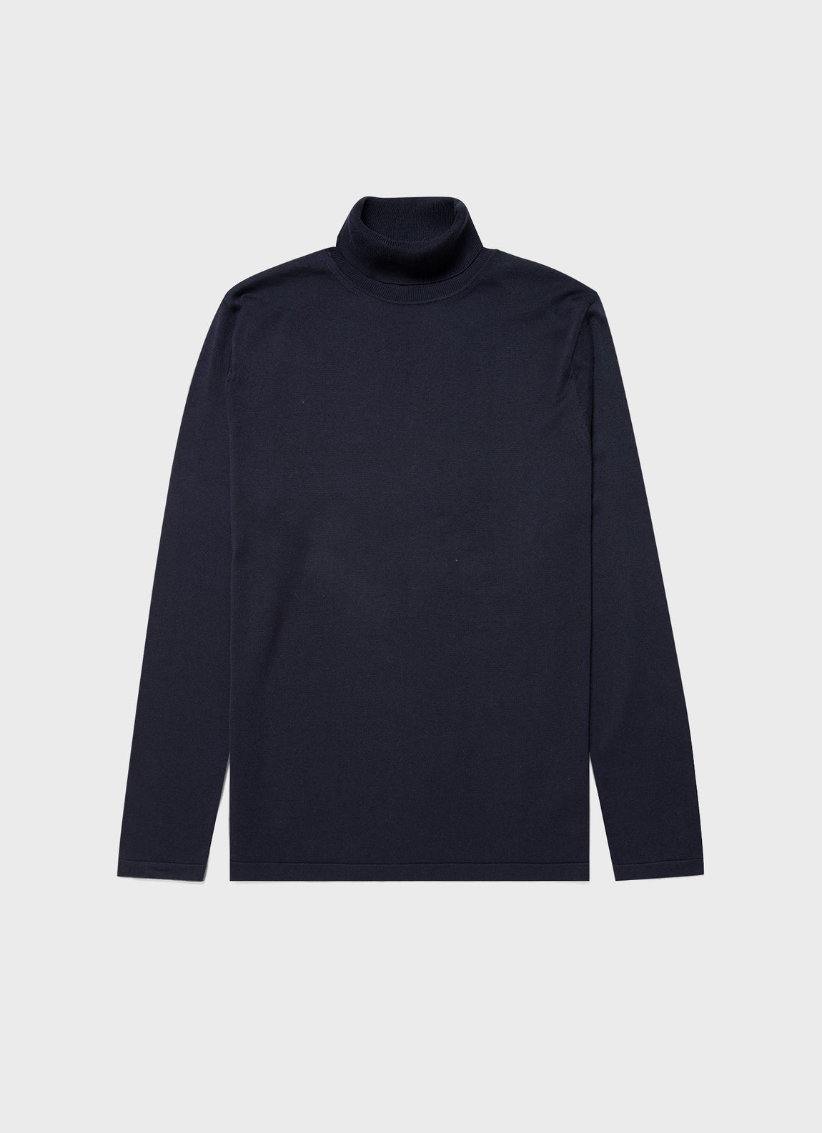 Men's Sea Island Cotton Roll Neck Sweater in Light Navy