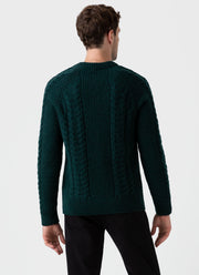 Men's Textured Donegal Jumper in Dark Green Donegal