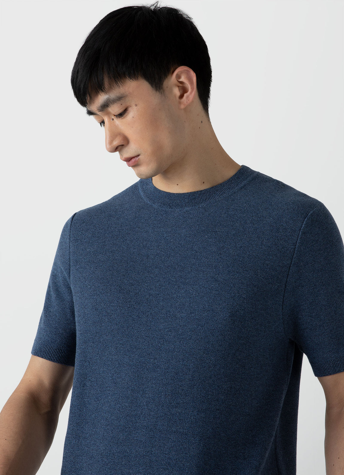 Men's Honeycomb Knitted T-shirt in Coast Melange