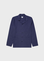 Men's Cotton Flannel Pyjama Shirt in Navy Check
