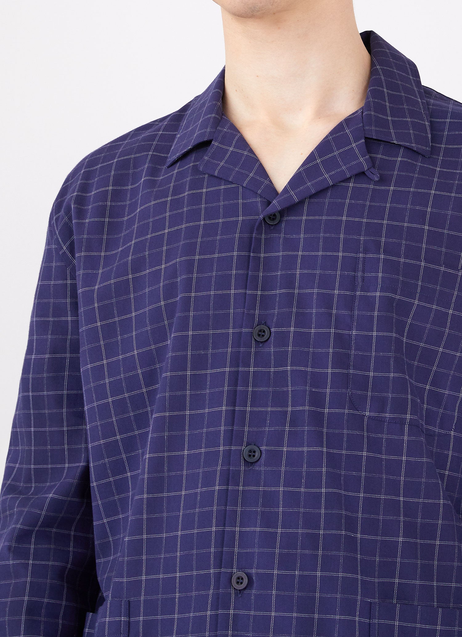 Men's Cotton Flannel Pyjama Shirt in Navy Check