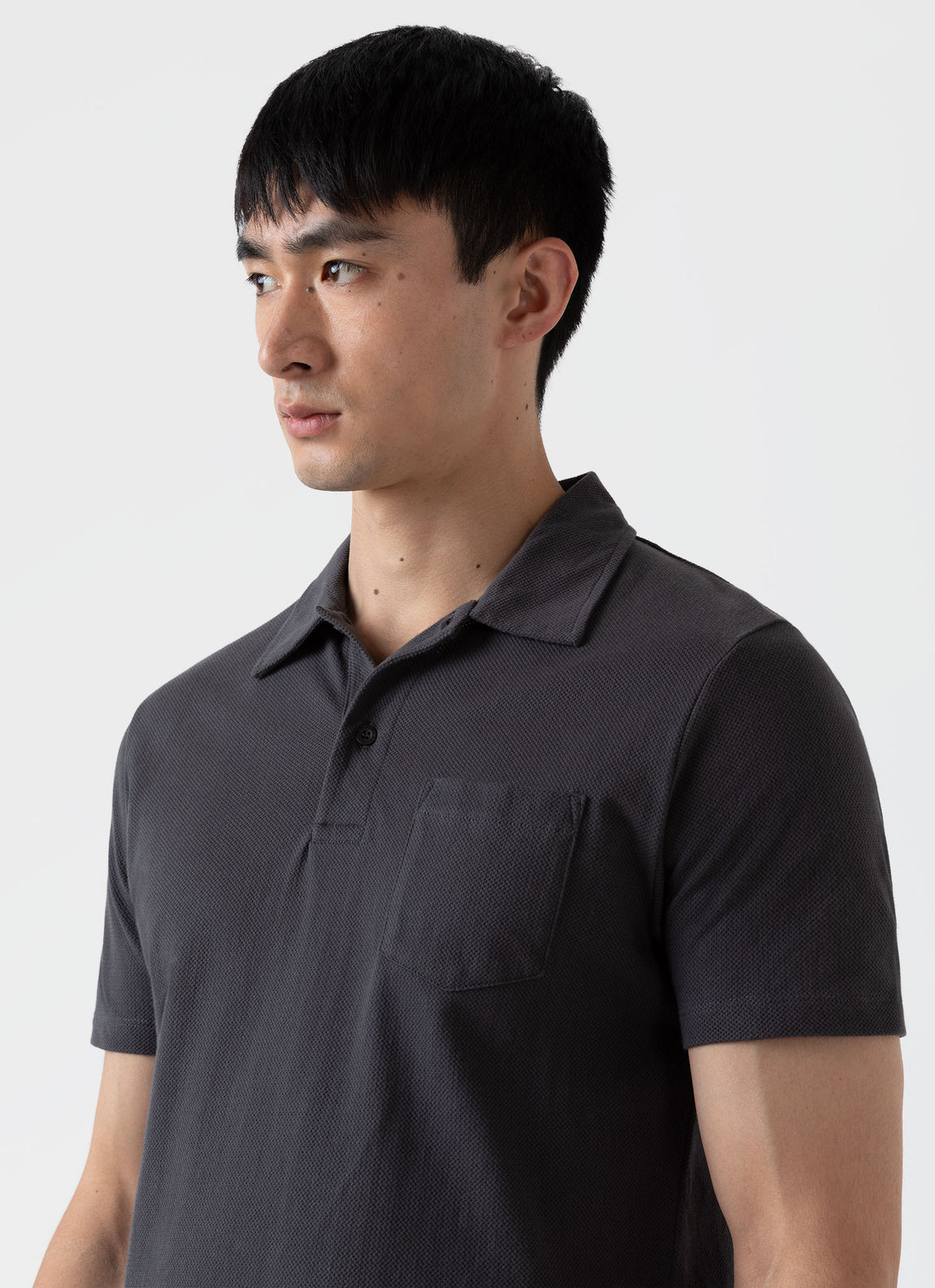 Men's Riviera Polo Shirt in Charcoal | Sunspel