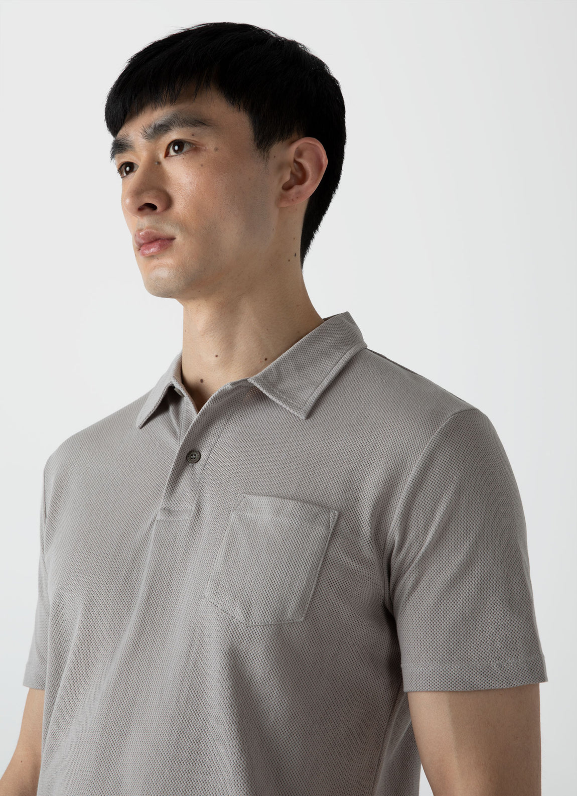 Men's Riviera Polo Shirt in Mid Grey | Sunspel