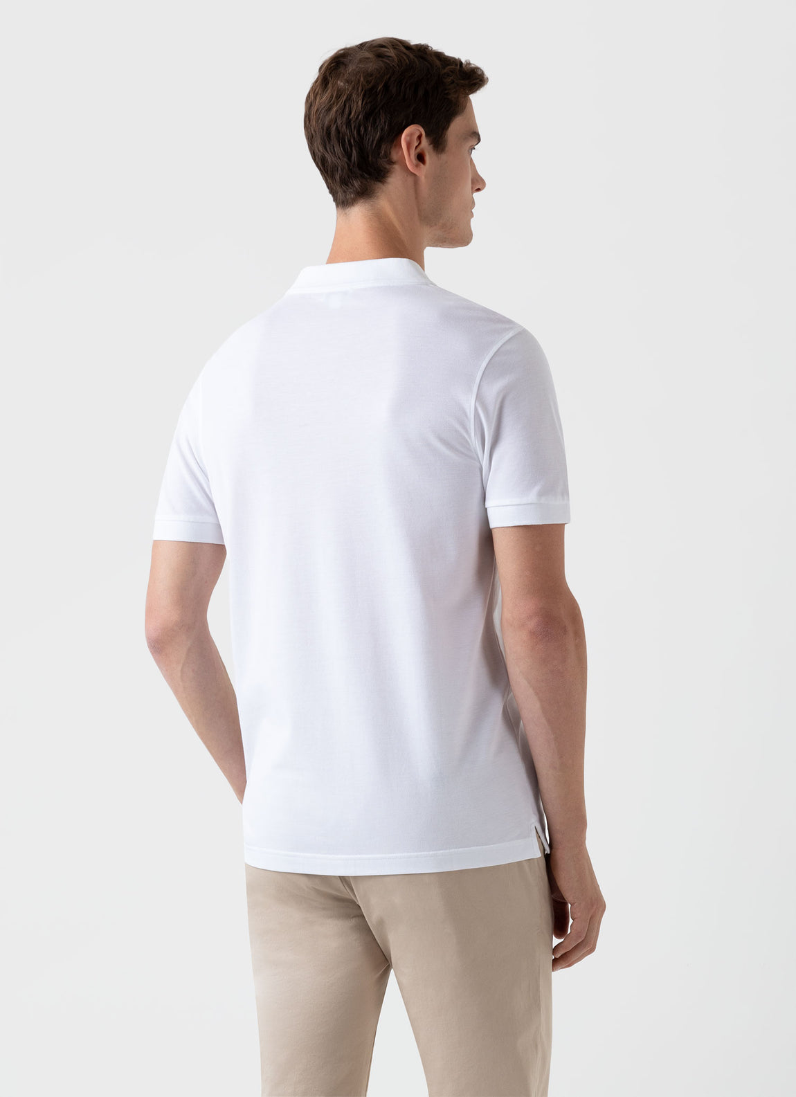 Men's Piqué Polo Shirt in White | Sunspel