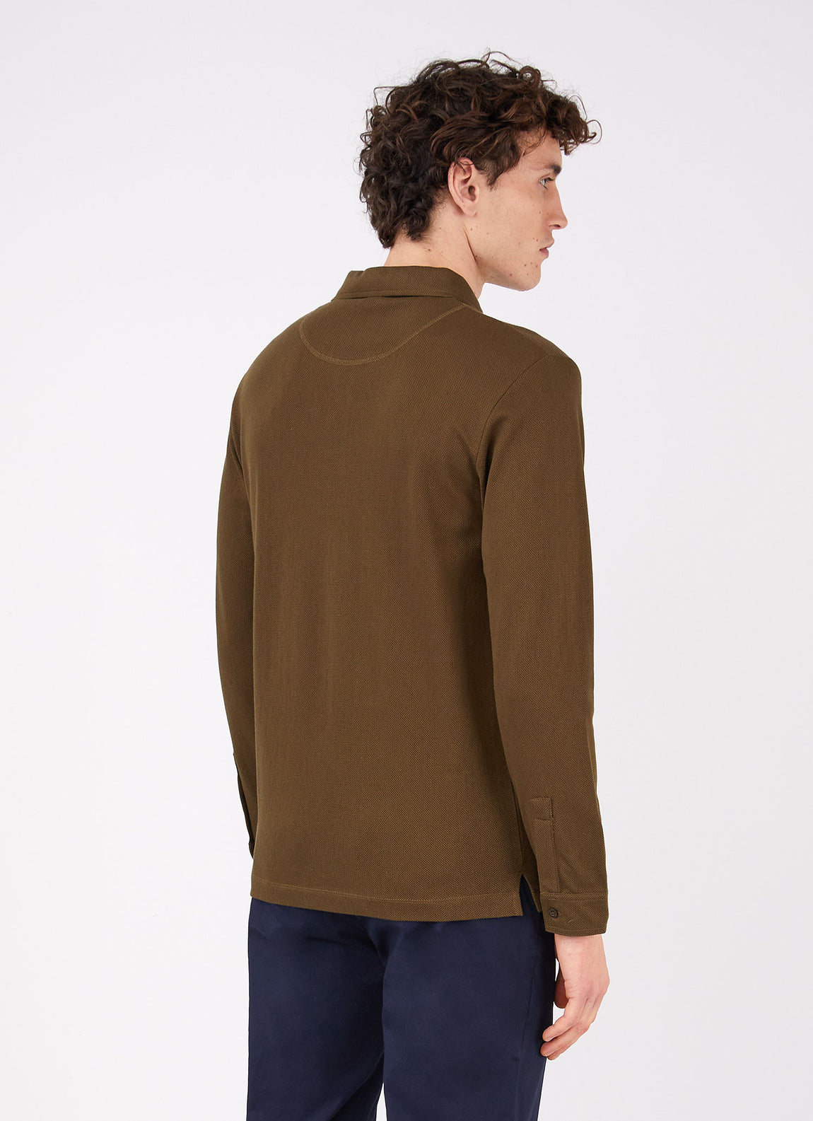 Men's Riviera Long Sleeve Polo Shirt in Dark Moss