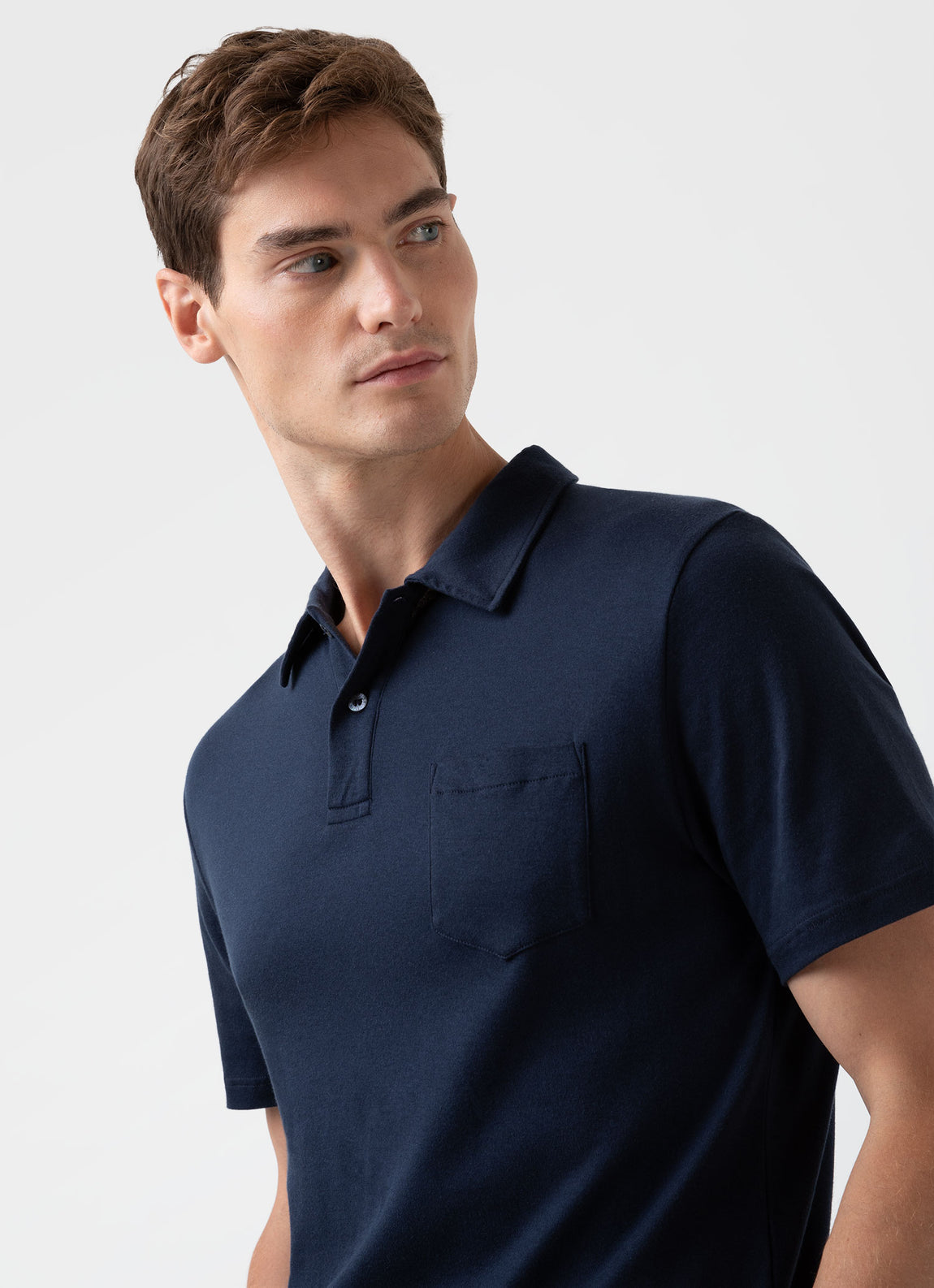 Men's Sea Island Cotton Riviera Polo Shirt in Navy | Sunspel