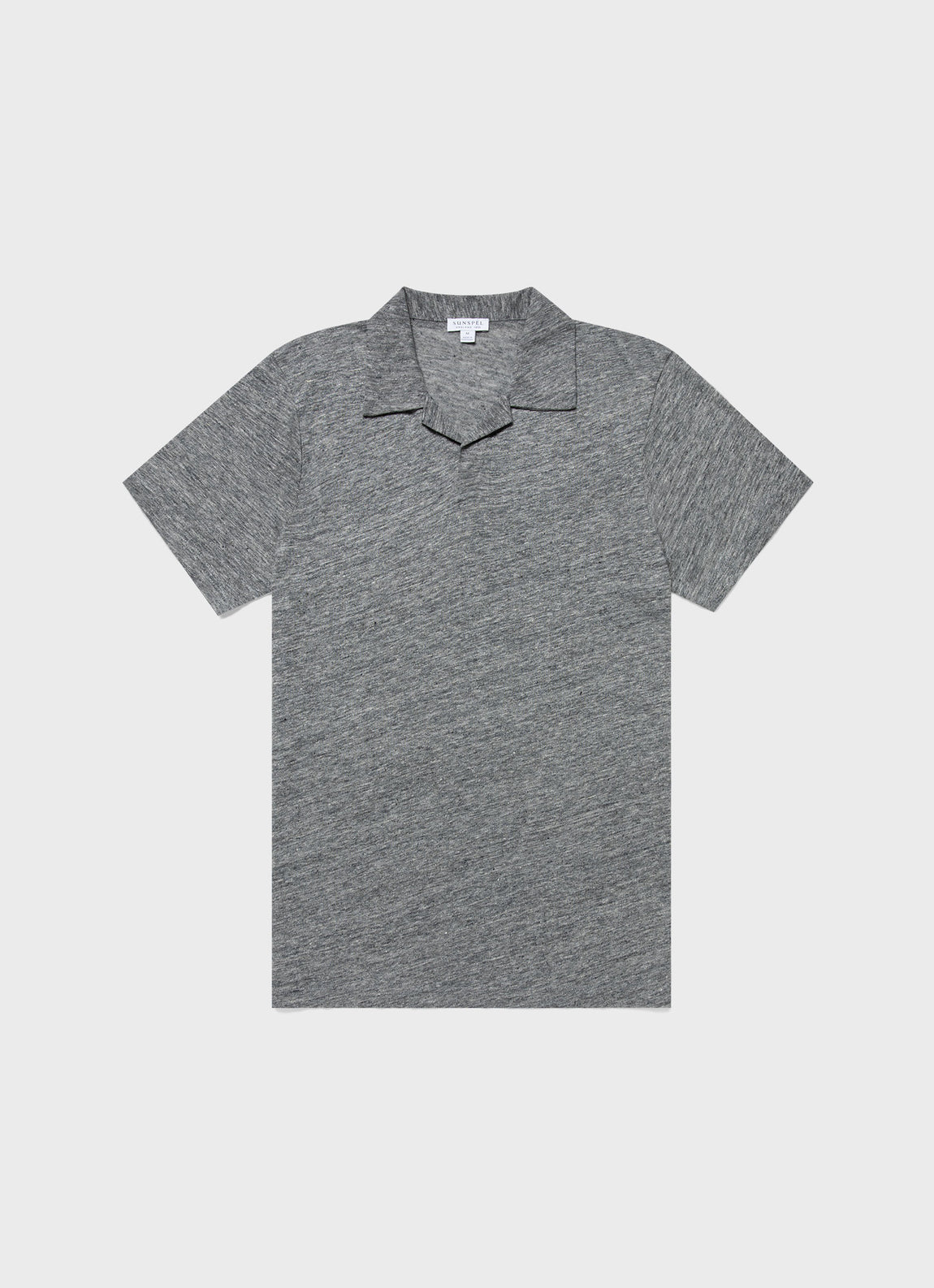 Men's Linen Polo Shirt in Mid Grey Melange