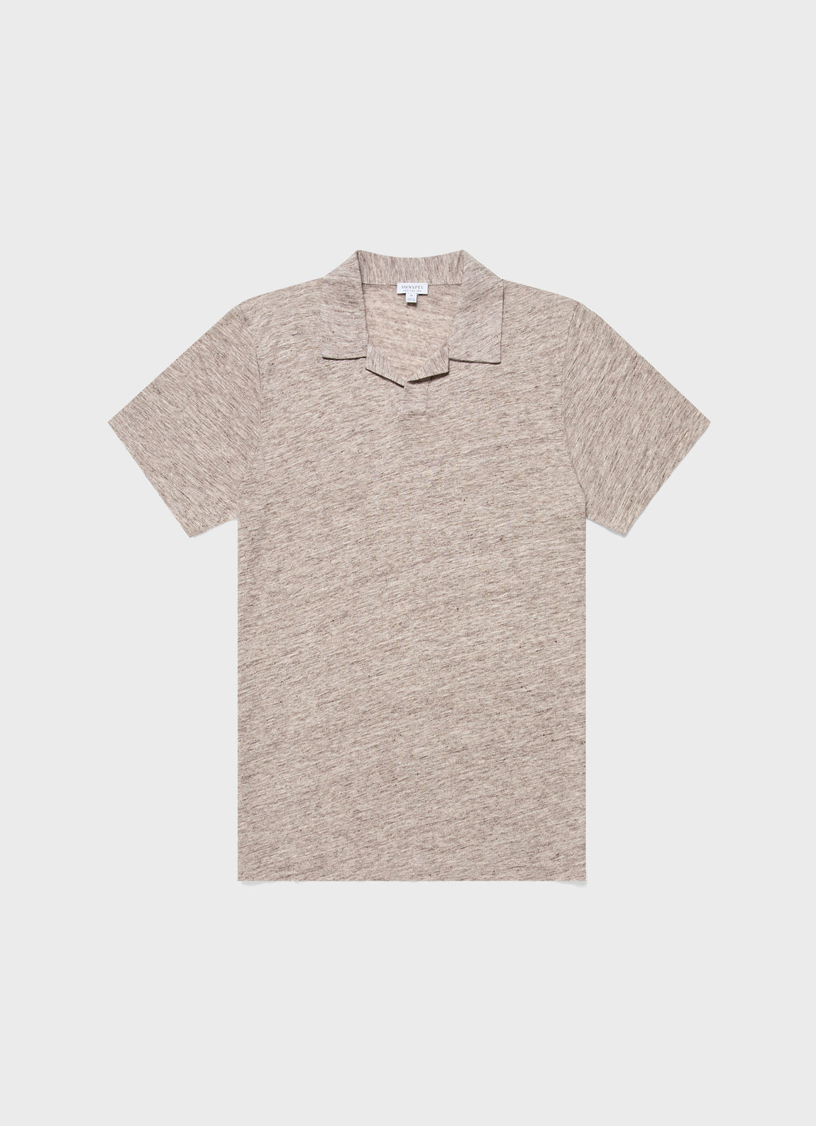 Men's Linen Polo Shirt in Oatmeal Melange