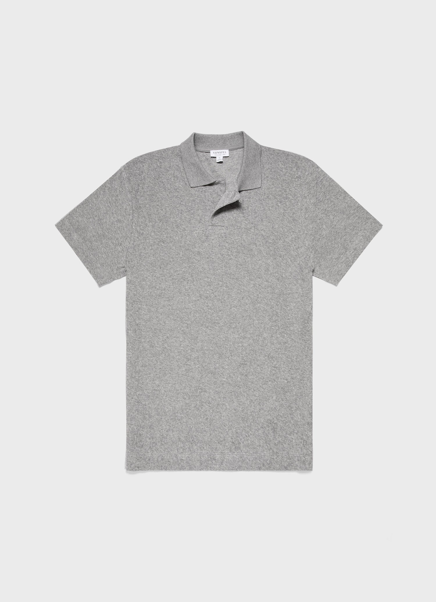 Men's Towelling Polo Shirt in Grey Melange