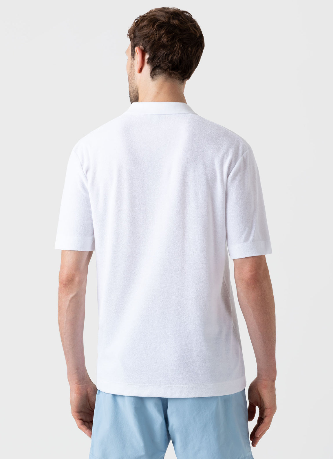 Men's Towelling Polo Shirt in White | Sunspel