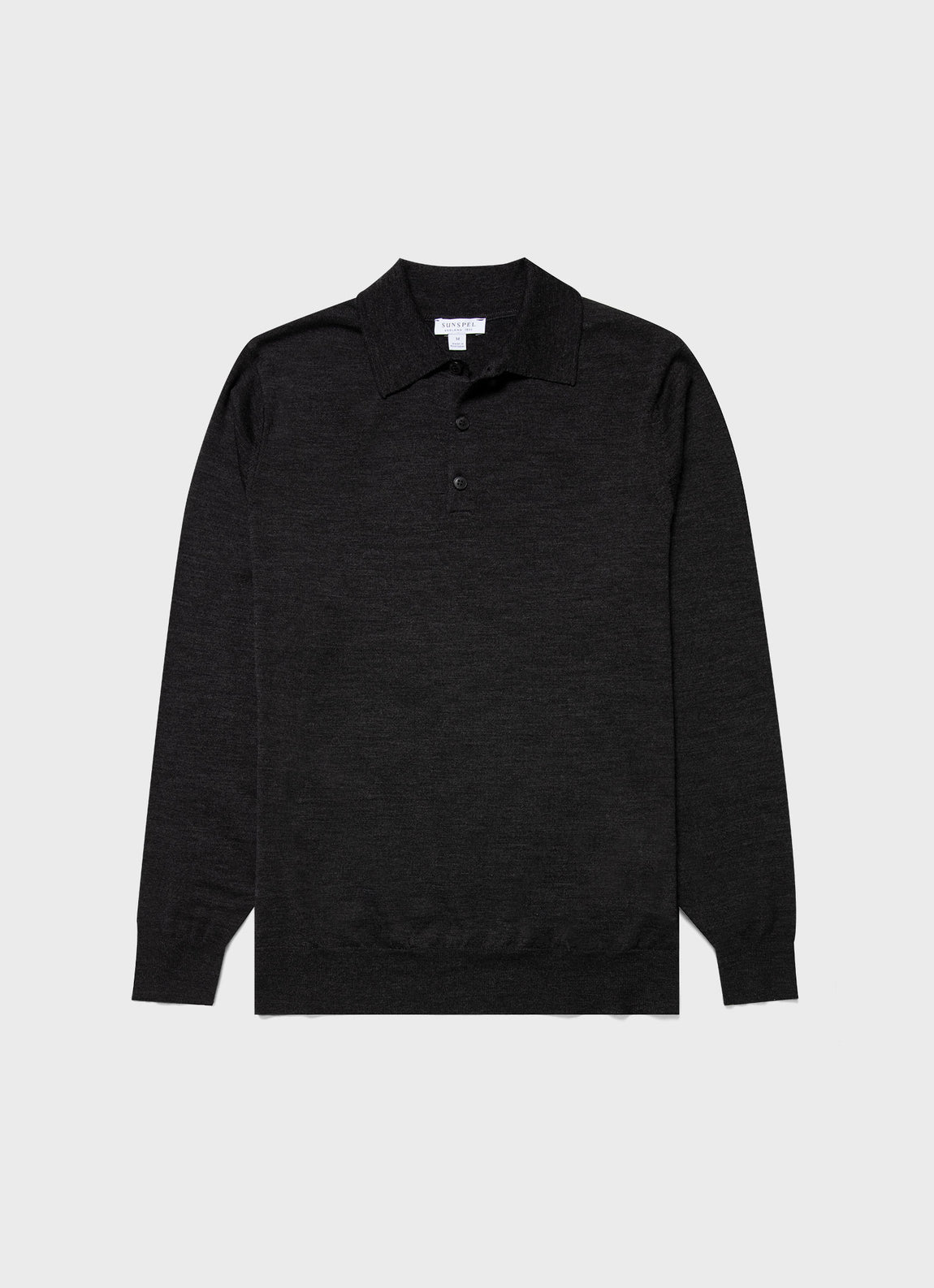 Men's Extra-Fine Merino Polo Shirt in Charcoal Melange | Sunspel