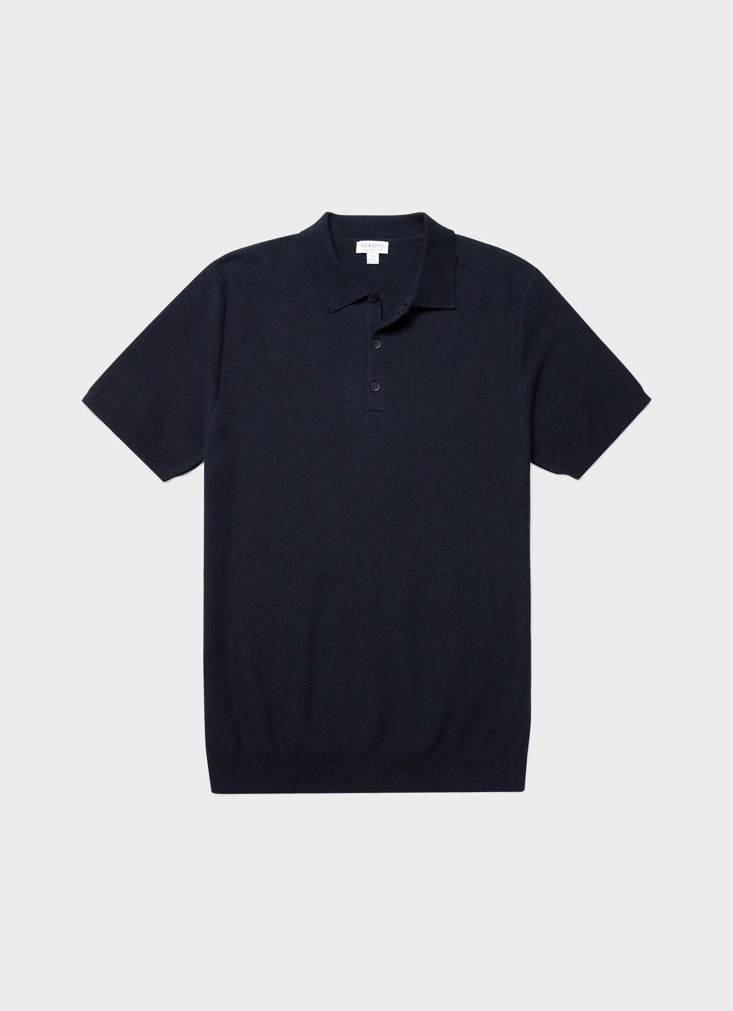 Men's Knit Polo Shirt in Navy | Sunspel