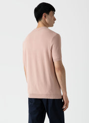 Men's Knit Polo Shirt in Shell Pink