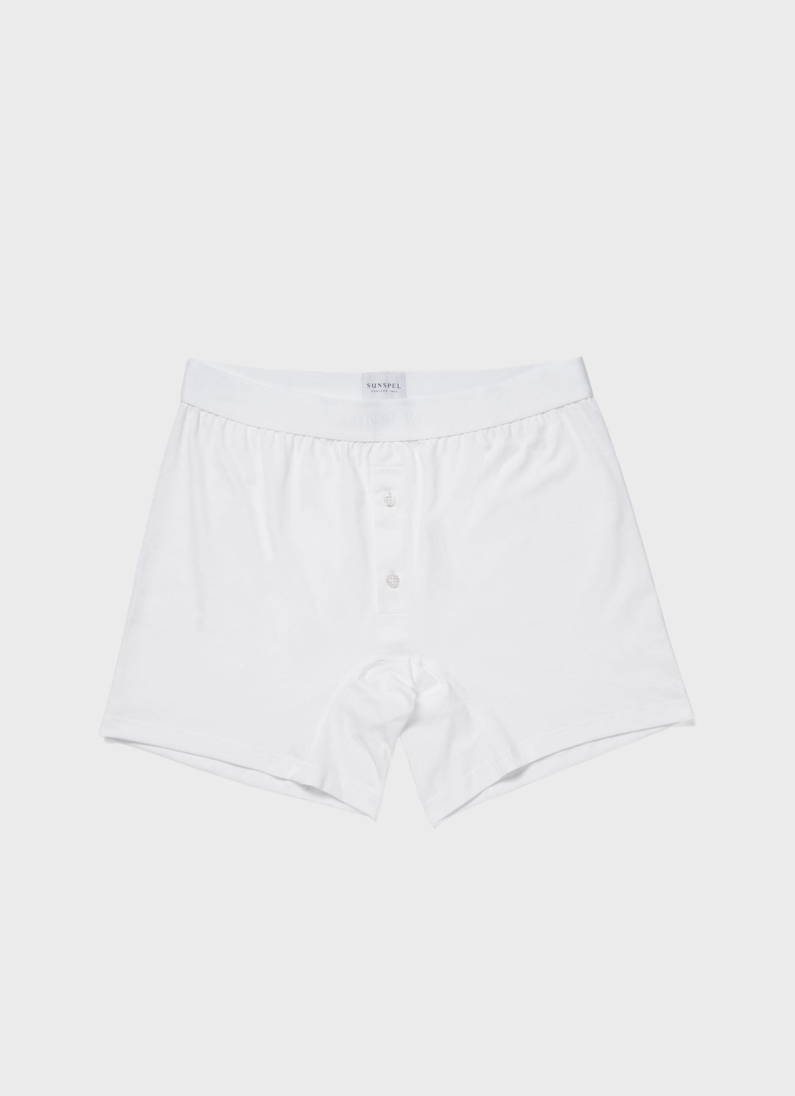 Men's Superfine Cotton Two-Button Shorts in White | Sunspel