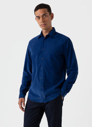 Men's Fine Cord Shirt in Space Blue
