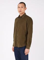 Men's Fine Cord Shirt in Dark Moss