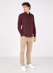Men's Fine Cord Shirt in Port