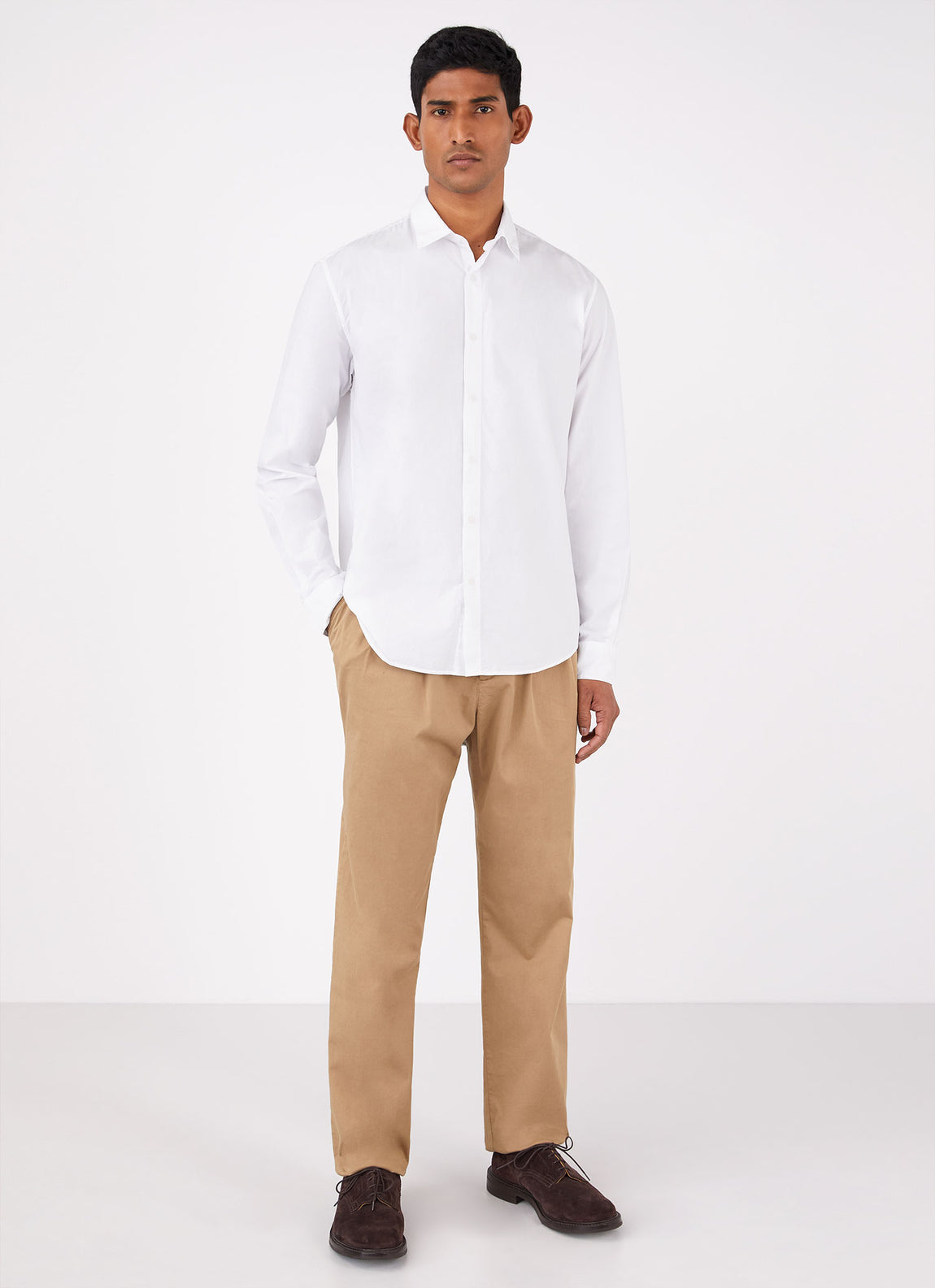 Men's Poplin Casual Shirt in White