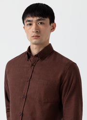 Men's Button Down Flannel Shirt in Pecan Melange