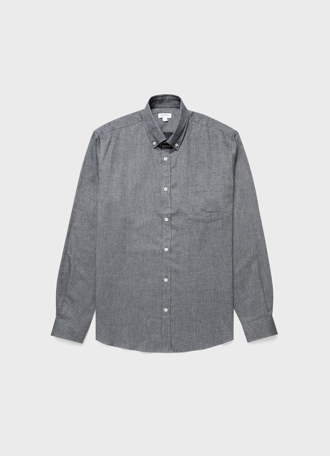 Men's Button Down Flannel Shirt in Mid Grey Melange