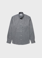 Men's Button Down Flannel Shirt in Mid Grey Melange