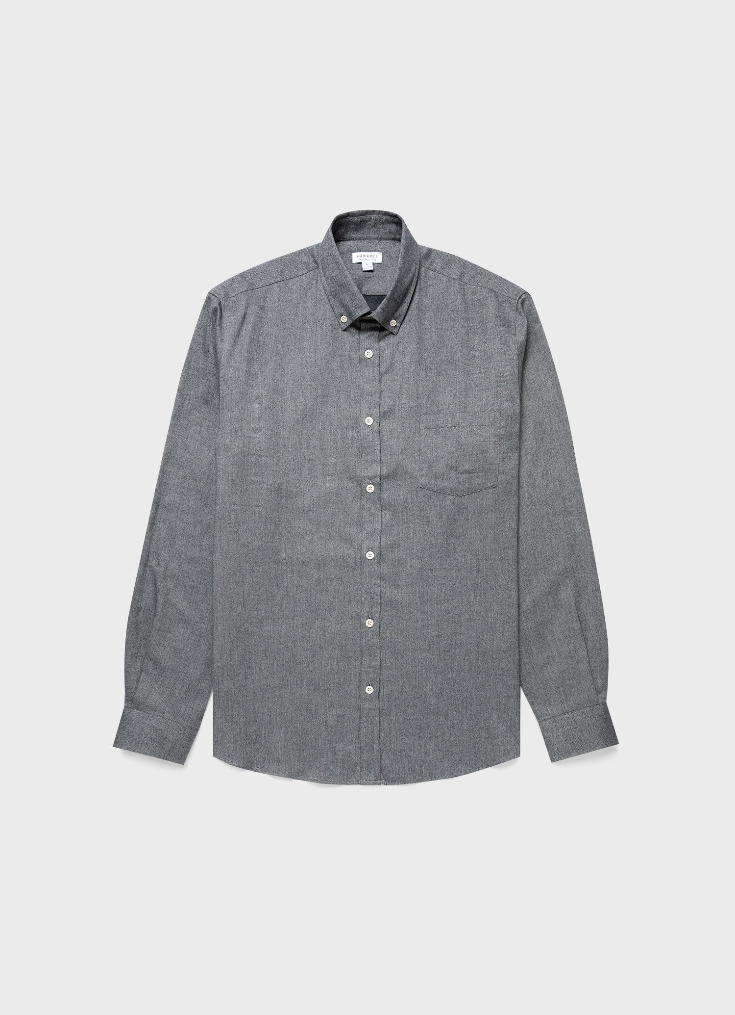 Men's Button Down Flannel Shirt in Mid Grey Melange