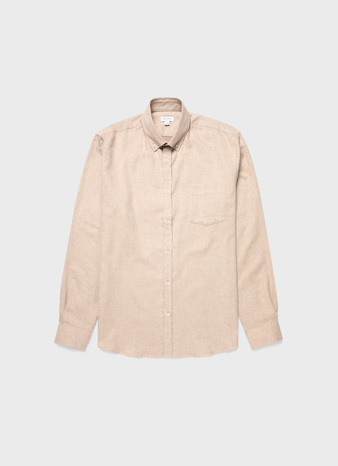 Men's Button Down Flannel Shirt in Oatmeal Melange