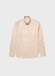 Men's Button Down Flannel Shirt in Oatmeal Melange