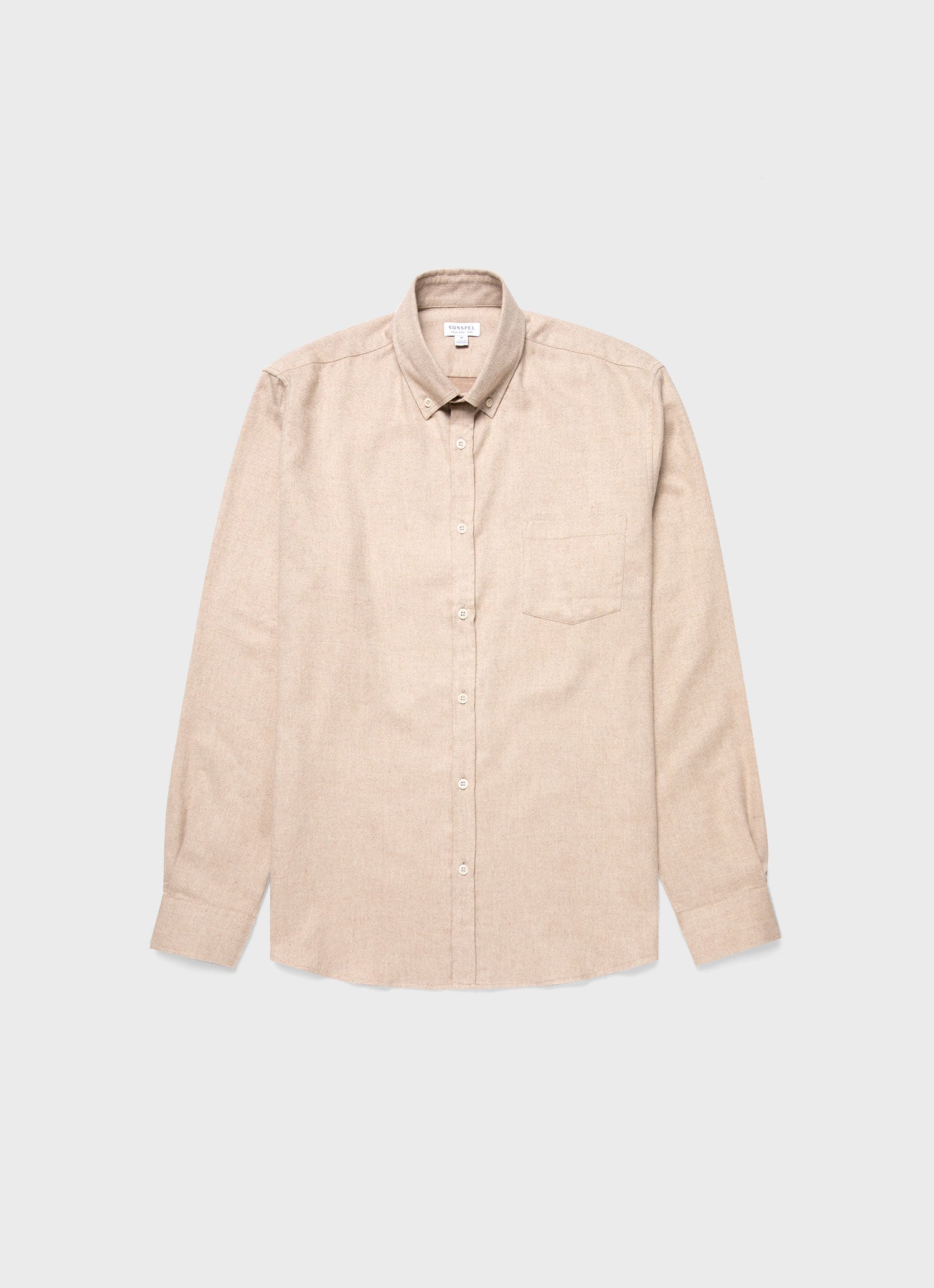 Men's Button Down Flannel Shirt in Oatmeal Melange