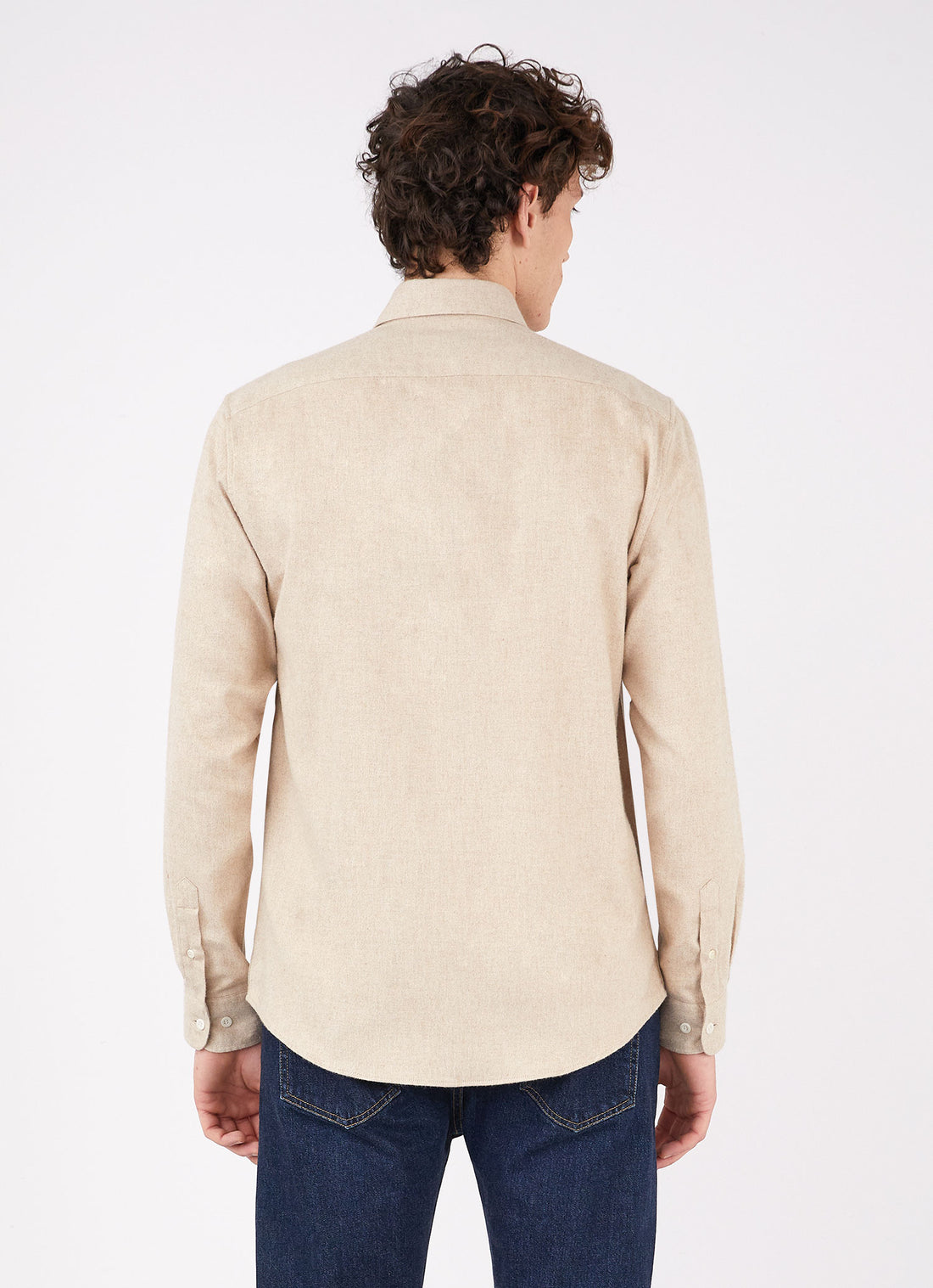 Men's Button Down Flannel Shirt in Oatmeal Melange