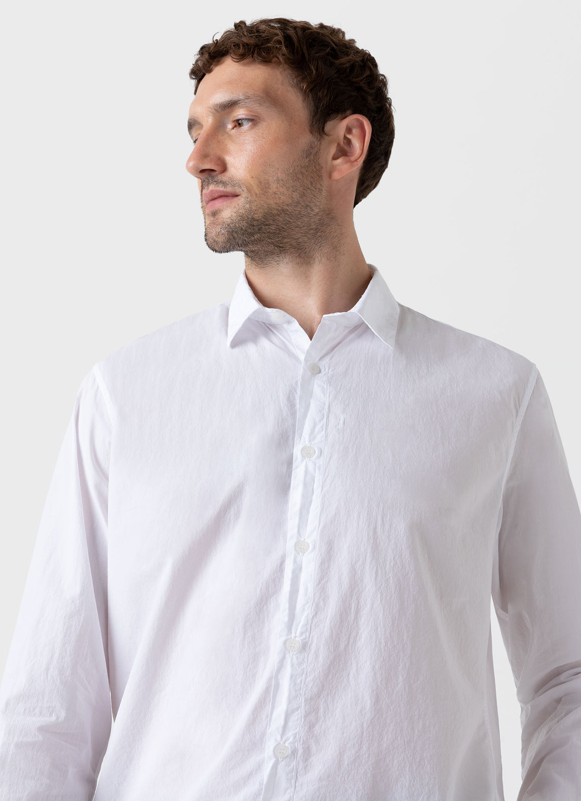 Men's Lightweight Poplin Shirt in White | Sunspel