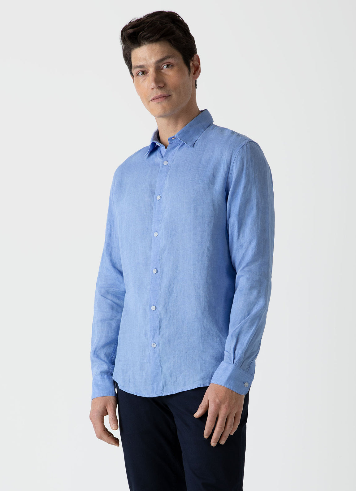 Men's Linen Shirt in Cool Blue | Sunspel