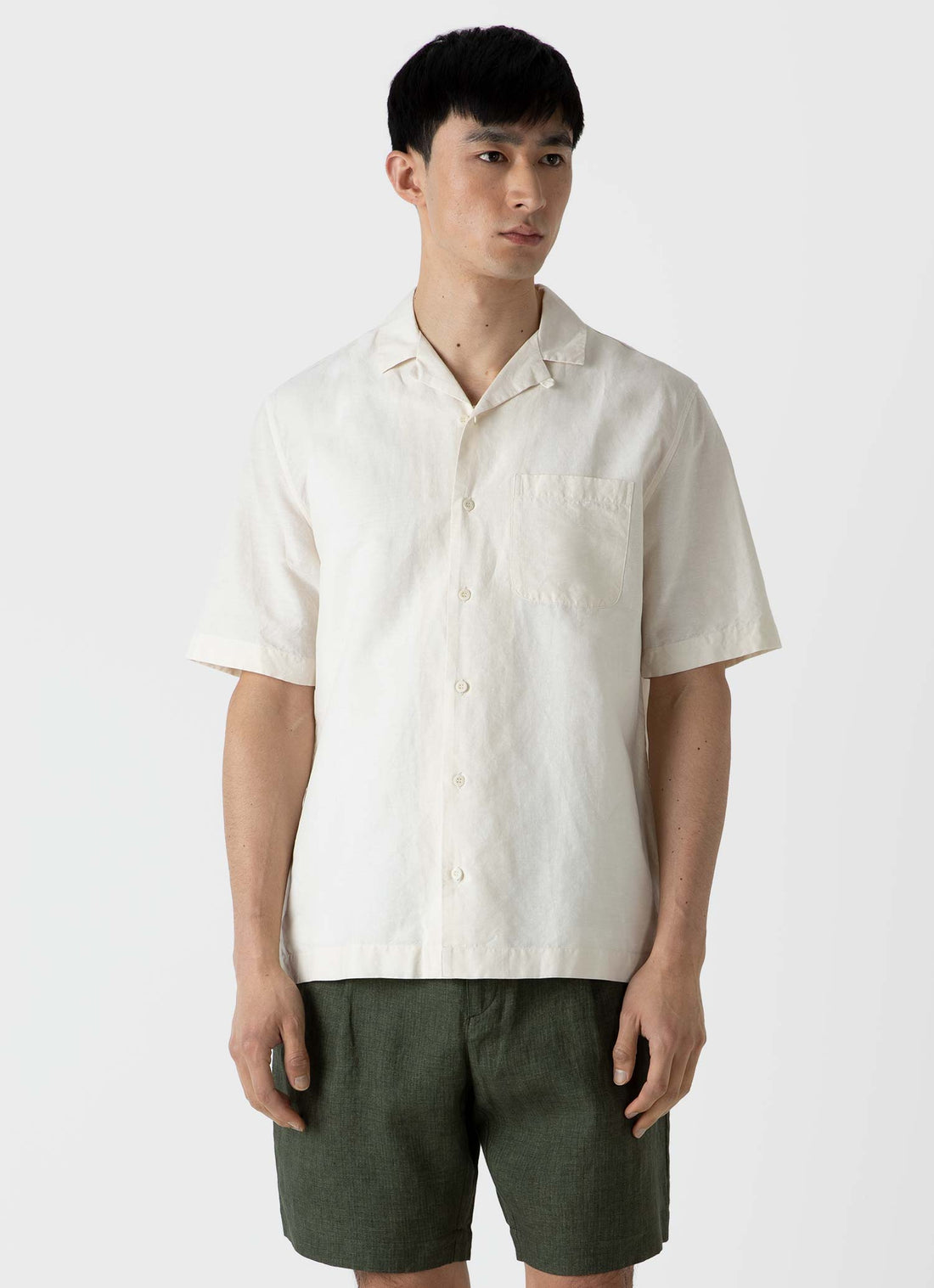 Men's Cotton Linen Shirt in Ecru