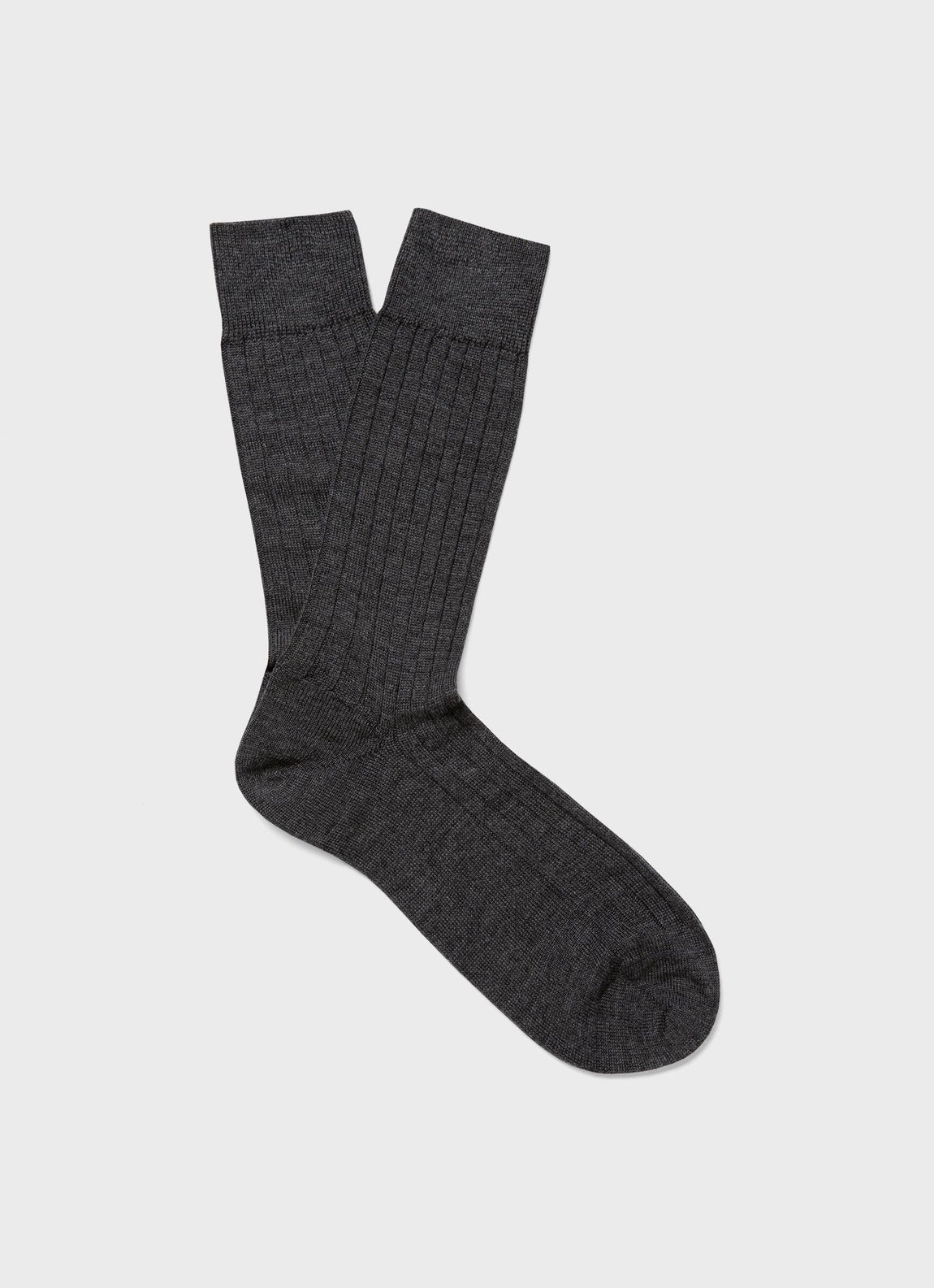 Men's Merino Wool Ribbed Socks in Charcoal Melange | Sunspel
